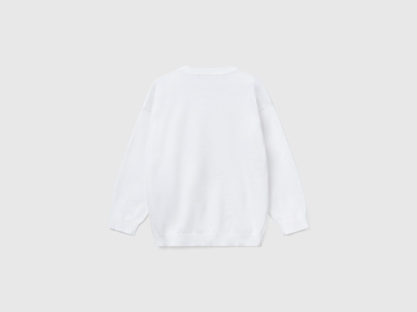 Maglioncino in puro cotone con logo da bimbo bianco 2 | Benetton Outlet
