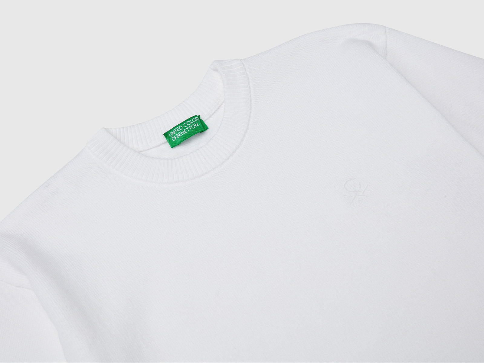 Maglioncino in puro cotone con logo da bimbo bianco 3 | Benetton Outlet