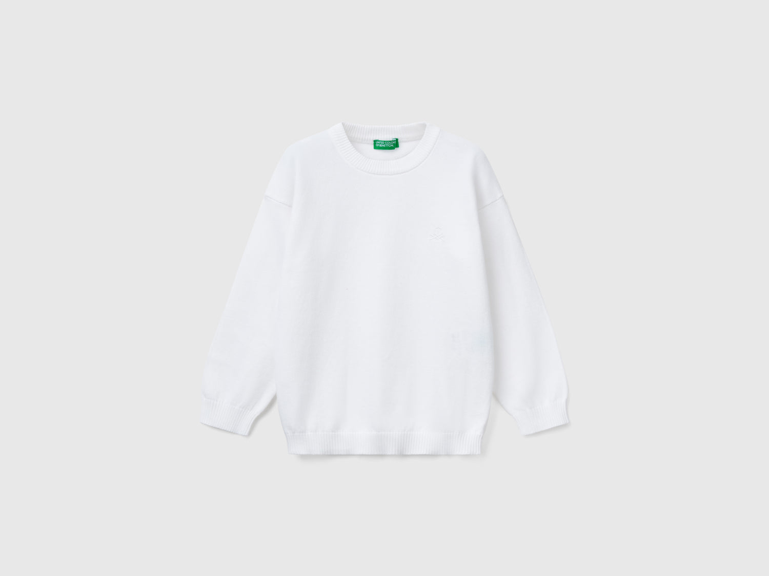 Maglioncino in puro cotone con logo da bimbo bianco | Benetton Outlet