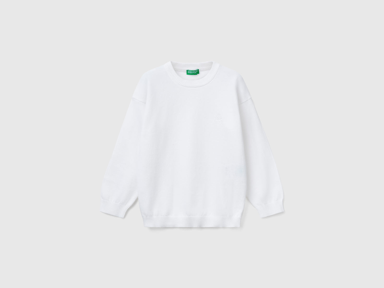 Maglioncino in puro cotone con logo da bimbo bianco | Benetton Outlet