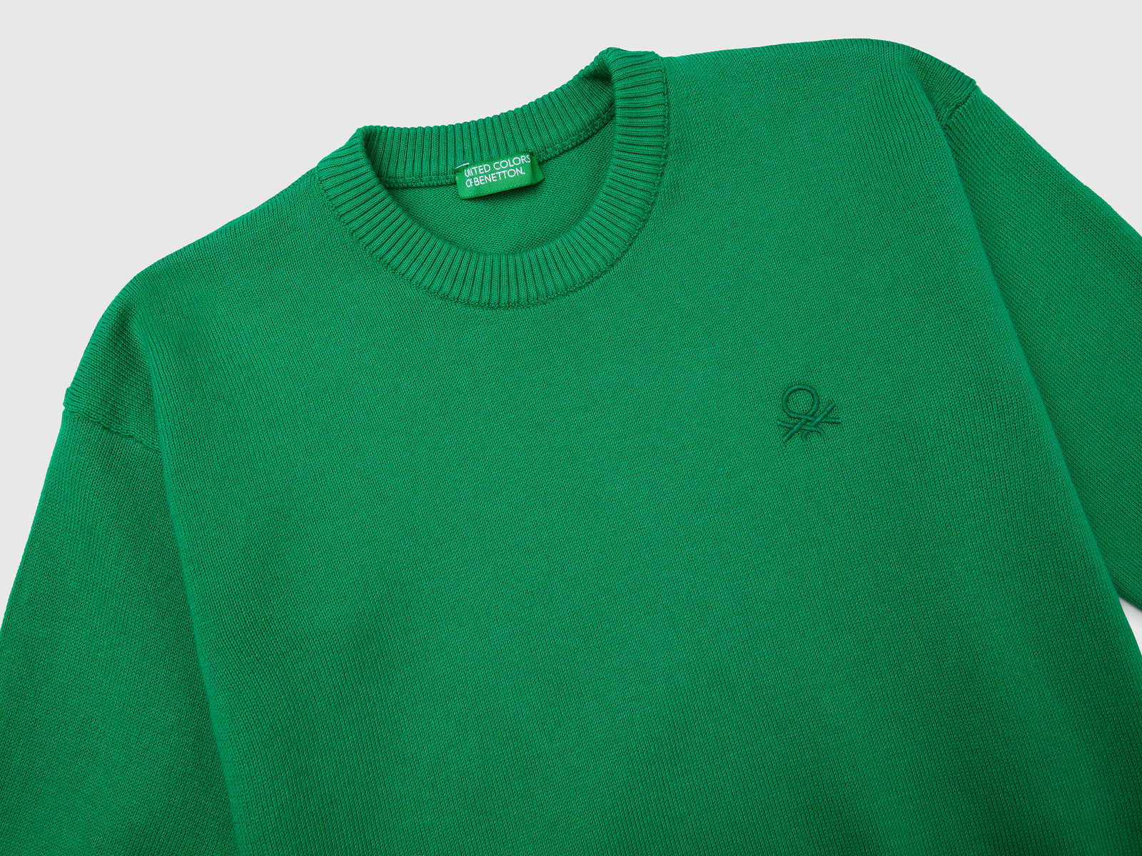 Maglioncino in puro cotone con logo da bimbo verde 3 | Benetton Outlet