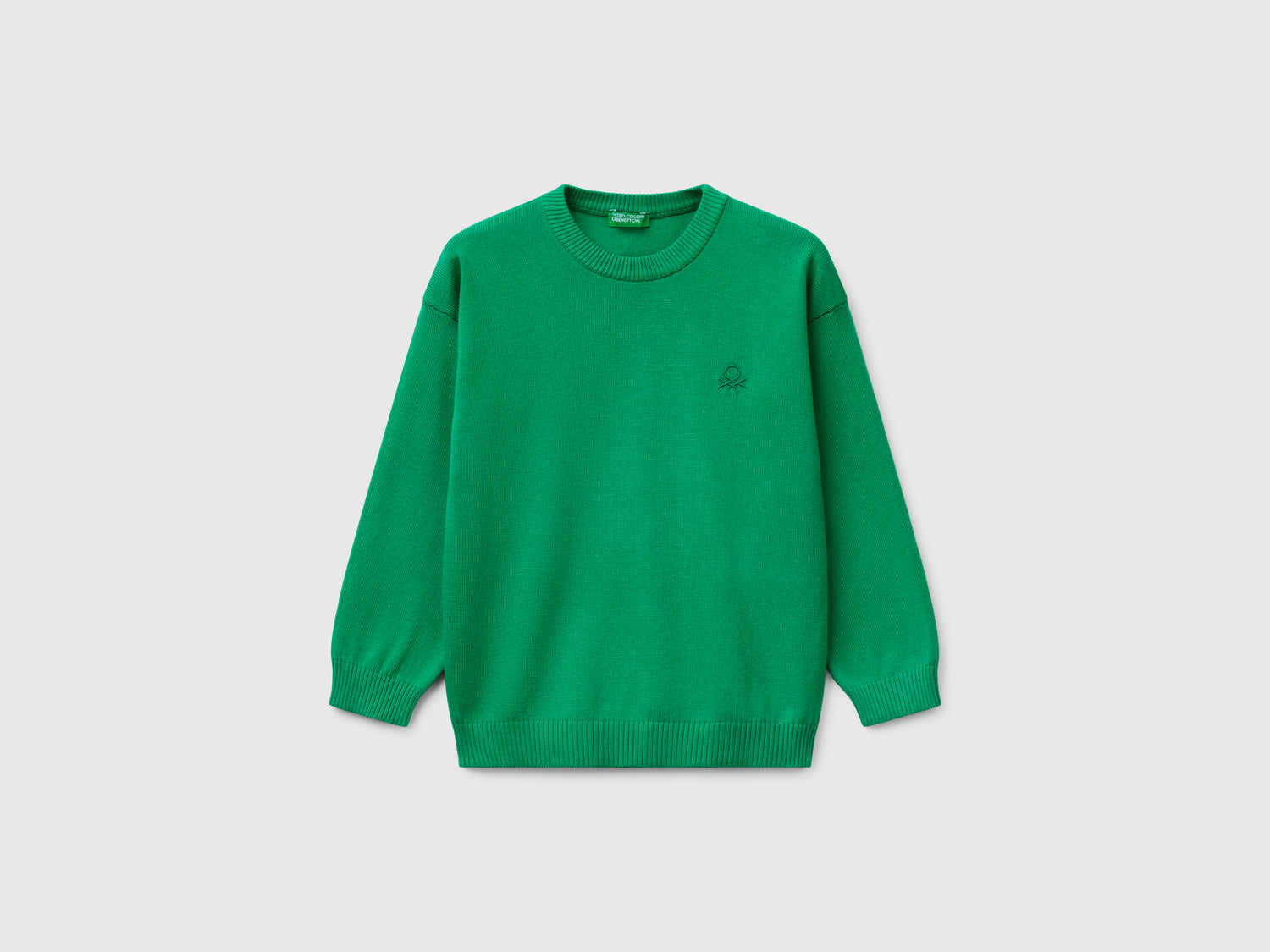 Maglioncino in puro cotone con logo da bimbo verde | Benetton Outlet