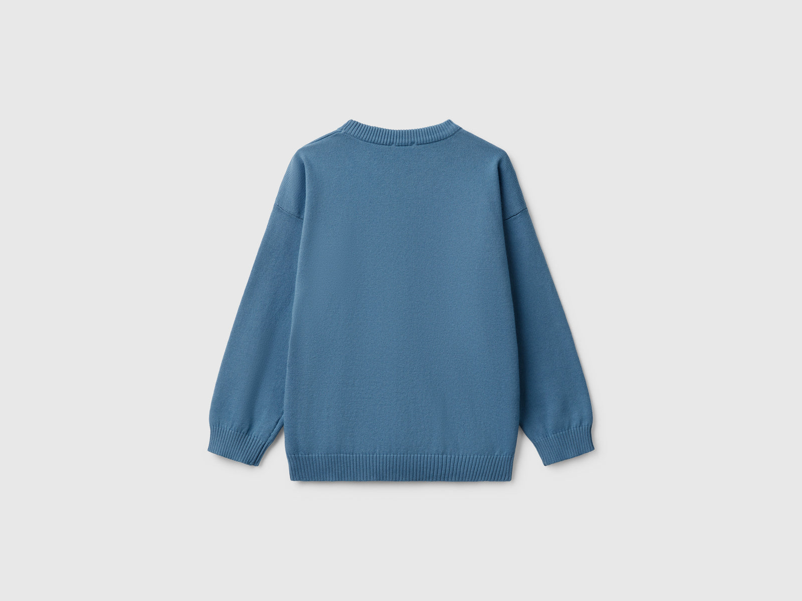 Maglioncino in puro cotone con logo da bimbo azzurro 2 | Benetton Outlet