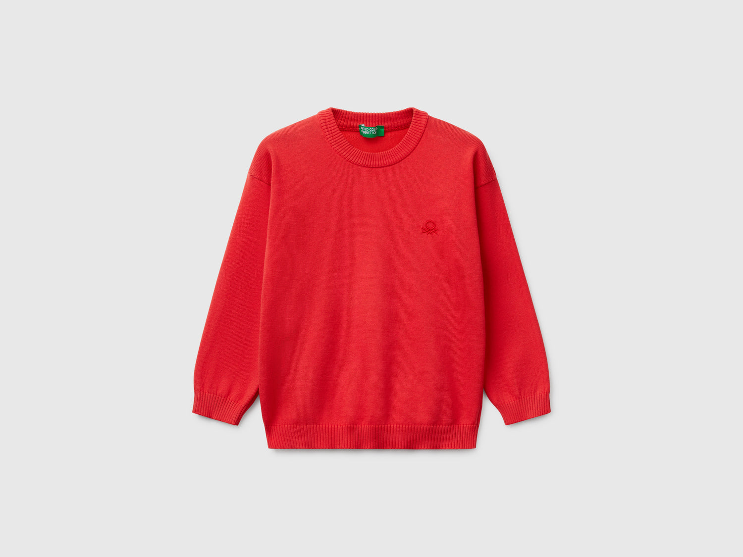 Maglioncino in puro cotone con logo da bimbo rosso | Benetton Outlet