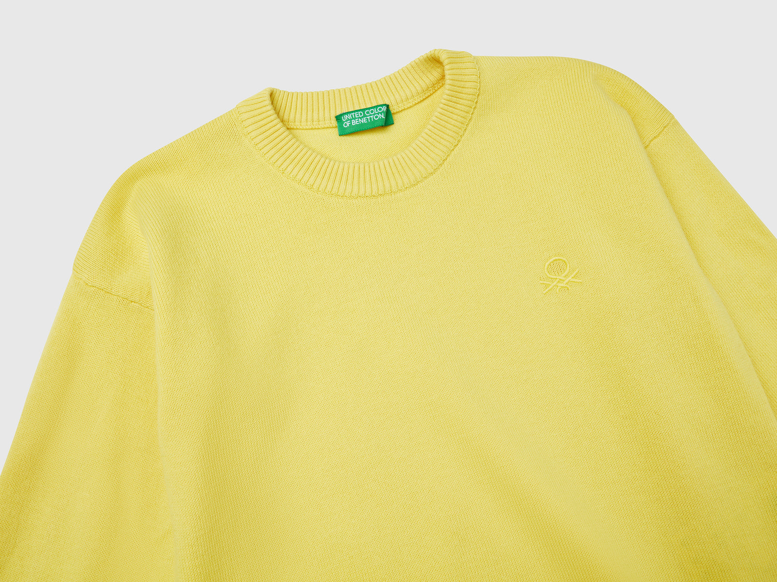 Maglioncino in puro cotone con logo da bimbo lime 3 | Benetton Outlet