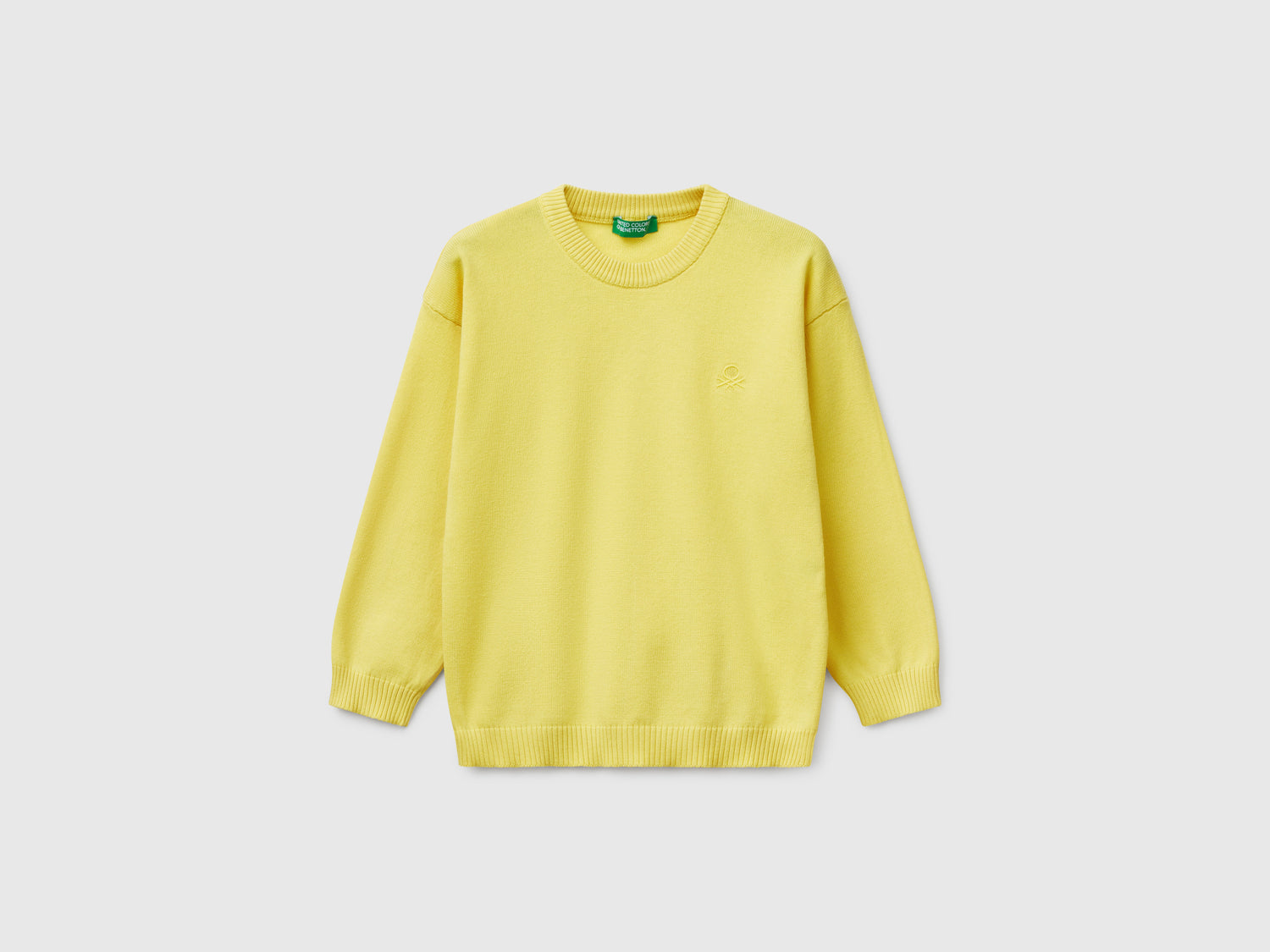Maglioncino in puro cotone con logo da bimbo lime | Benetton Outlet