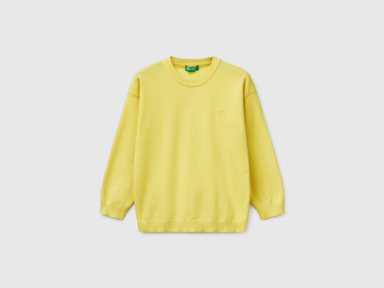Maglioncino in puro cotone con logo da bimbo lime | Benetton Outlet