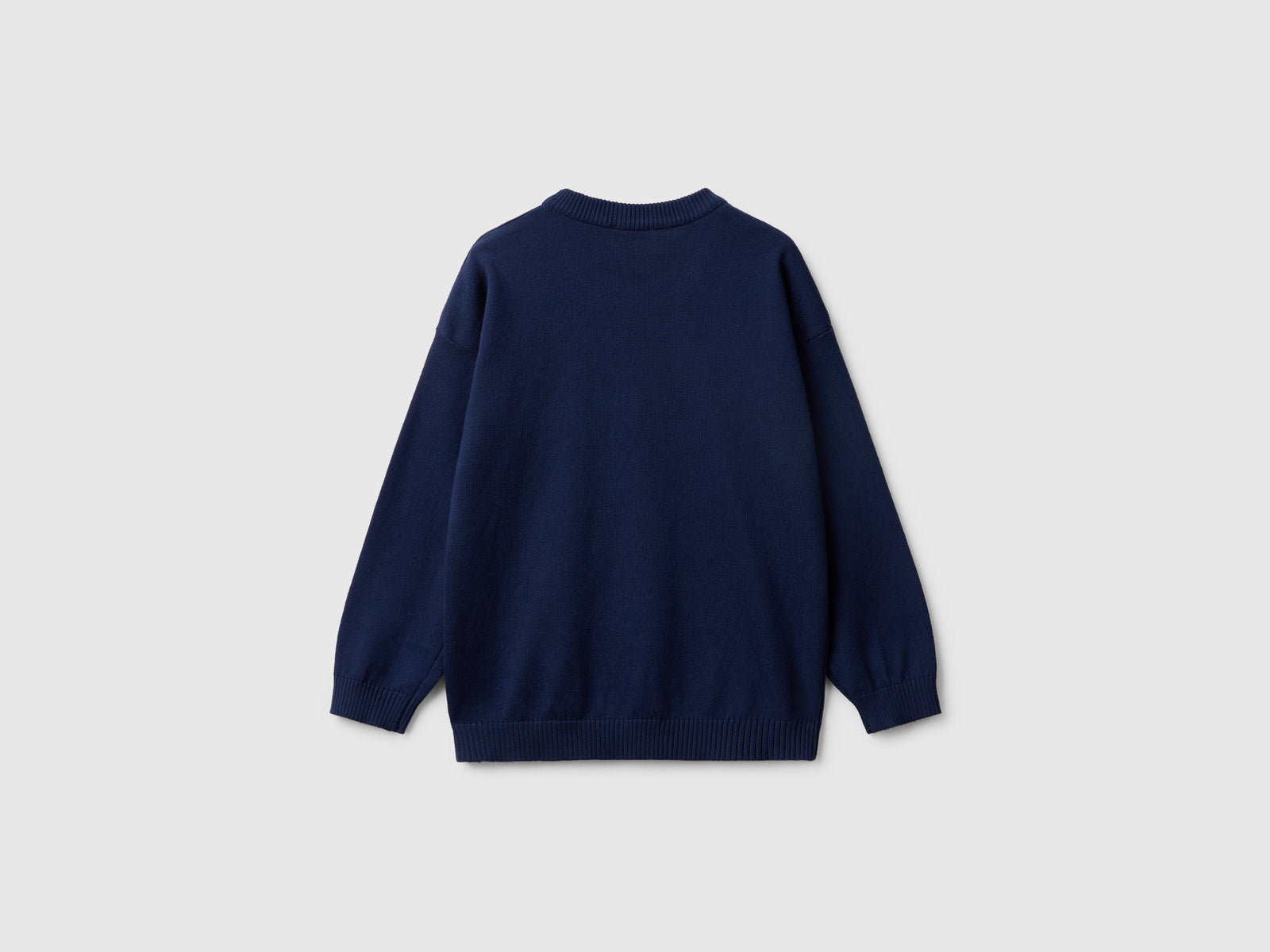 Maglioncino in puro cotone con logo da bimbo blu scuro 2 | Benetton Outlet