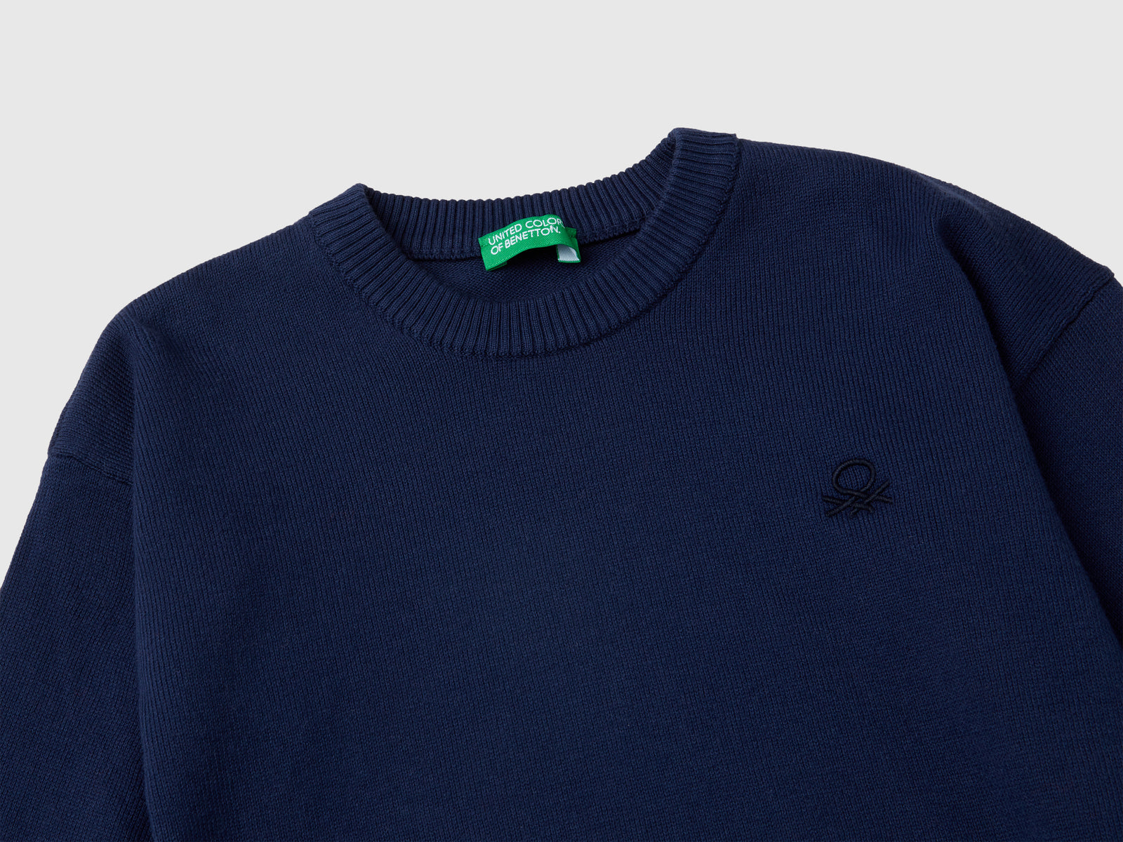 Maglioncino in puro cotone con logo da bimbo blu scuro 3 | Benetton Outlet