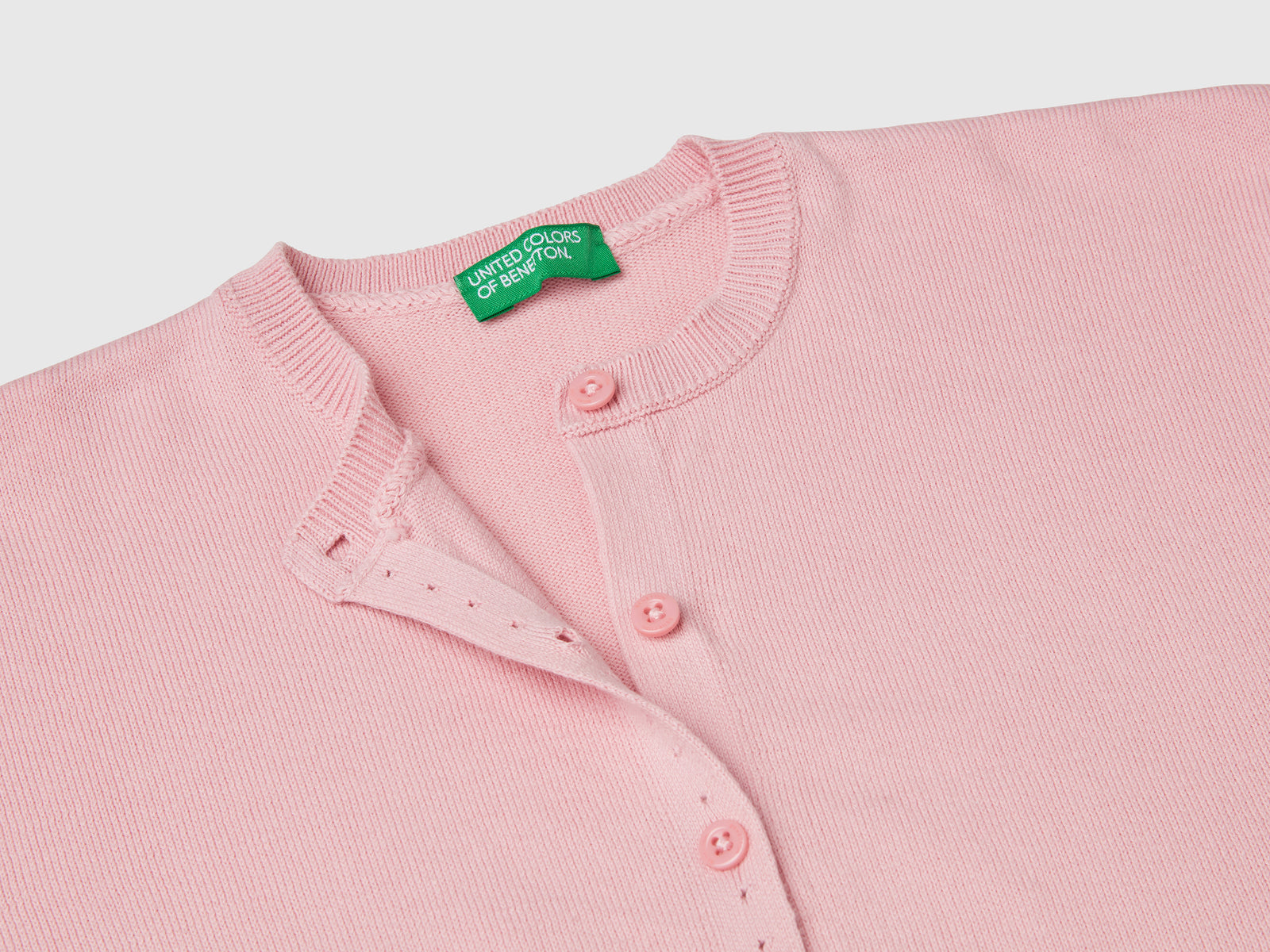 Cardigan girocollo in puro cotone da bimba rosa 3 | Benetton Outlet