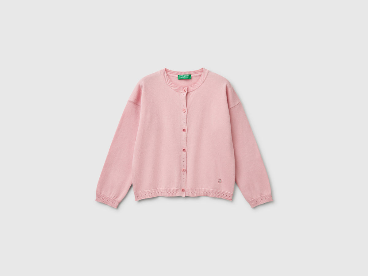 Cardigan girocollo in puro cotone