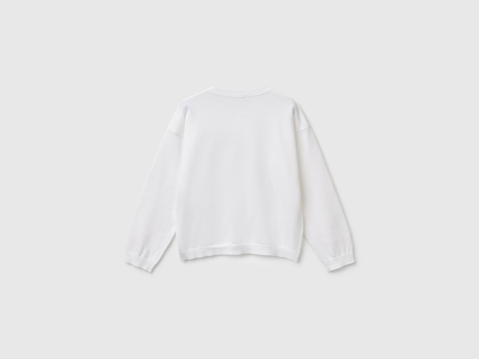 Cardigan girocollo in puro cotone da bimba bianco 2 | Benetton Outlet