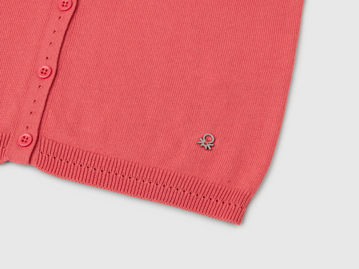 Cardigan girocollo in puro cotone