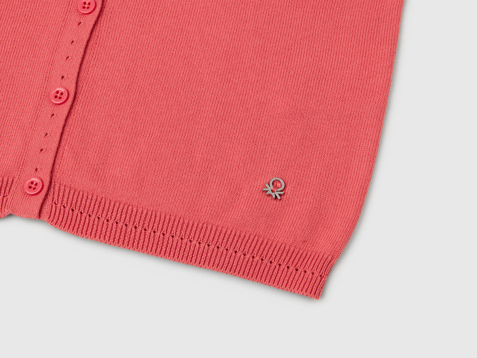 Cardigan girocollo in puro cotone da bimba ciclamino 3 | Benetton Outlet