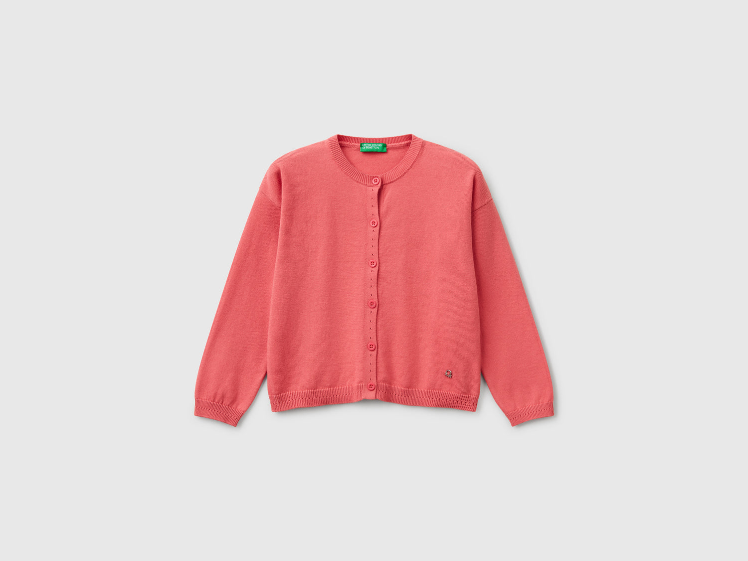 Cardigan girocollo in puro cotone da bimba ciclamino | Benetton Outlet