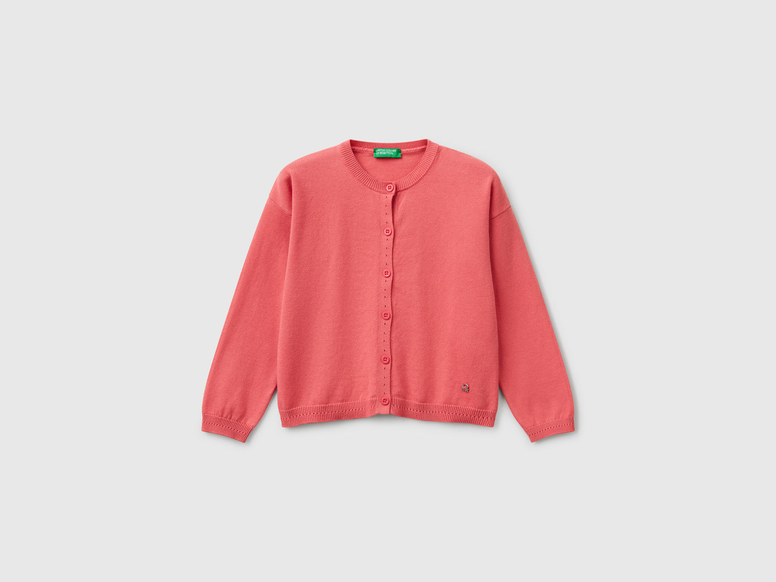 Cardigan girocollo in puro cotone da bimba ciclamino | Benetton Outlet