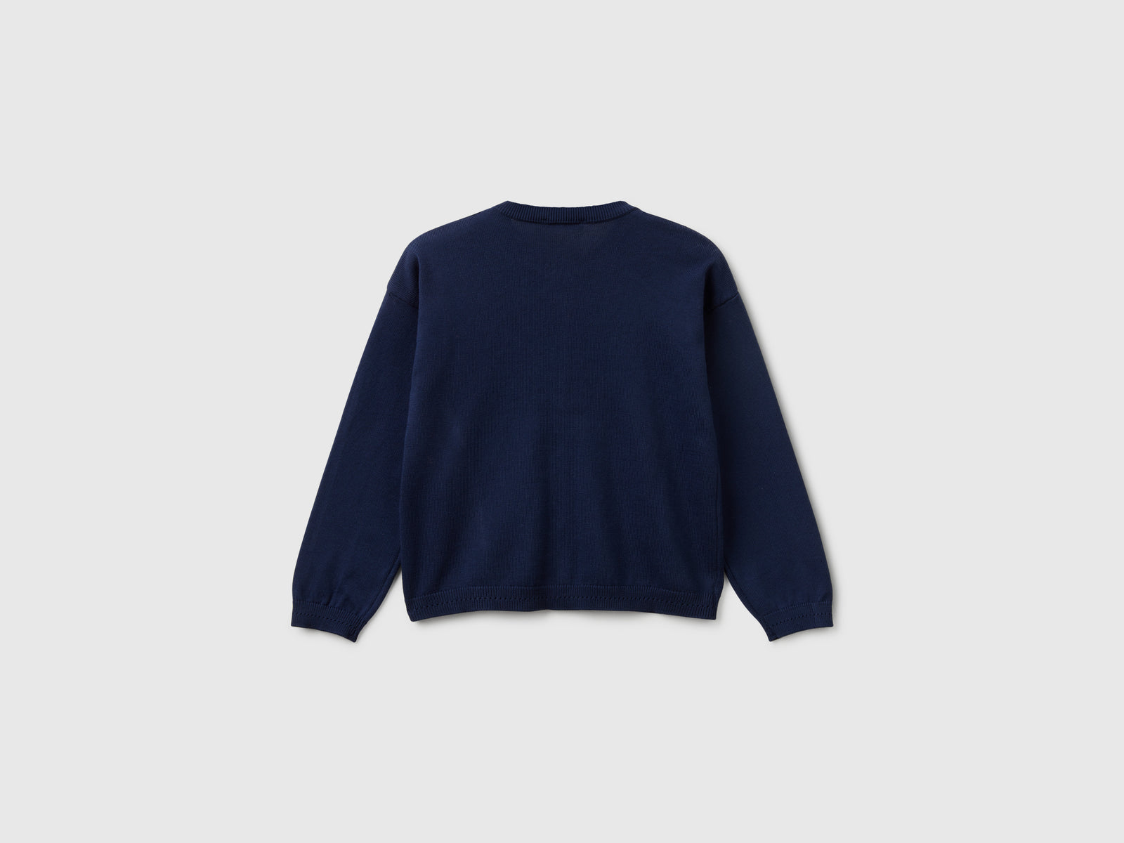 Cardigan girocollo in puro cotone da bimba blu scuro 2 | Benetton Outlet