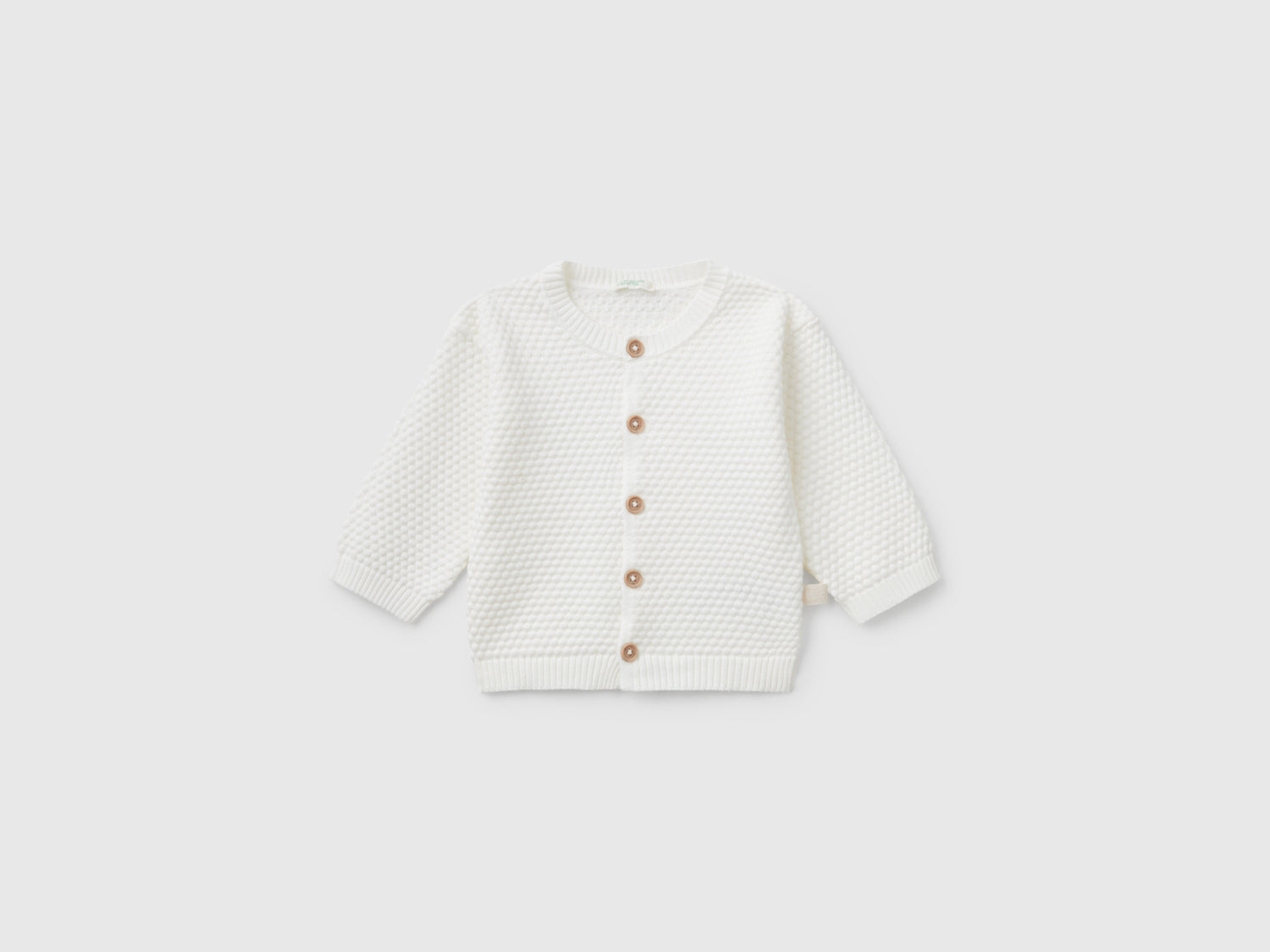 Cardigan lavorato 100% cotone da neonato bianco panna | Benetton Outlet