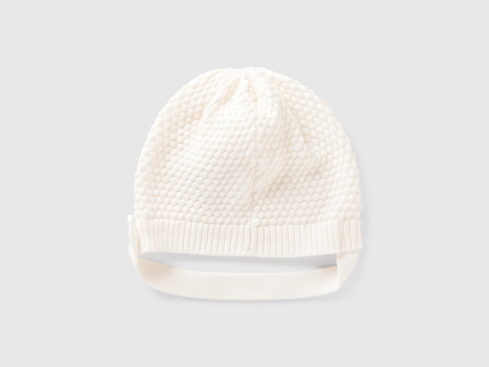Cappellino lavorato 100% cotone da neonato bianco panna 2 | Benetton Outlet