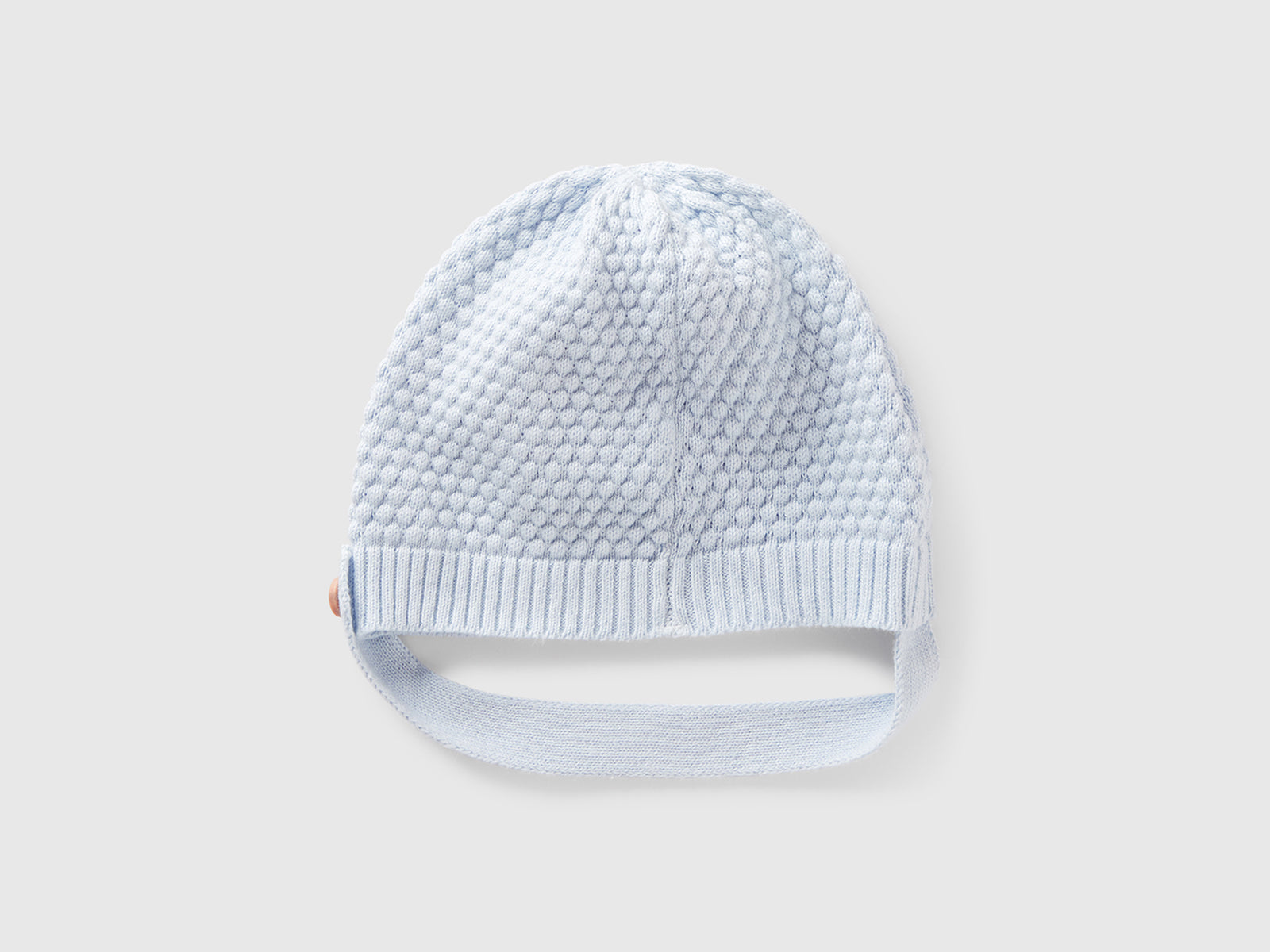 Cappellino lavorato 100% cotone da neonato celeste 2 | Benetton Outlet