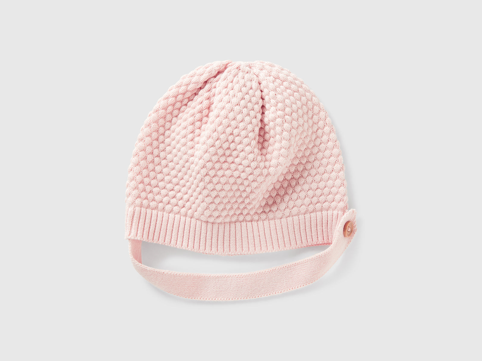 Cappellino lavorato 100% cotone da neonato rosa tenue | Benetton Outlet