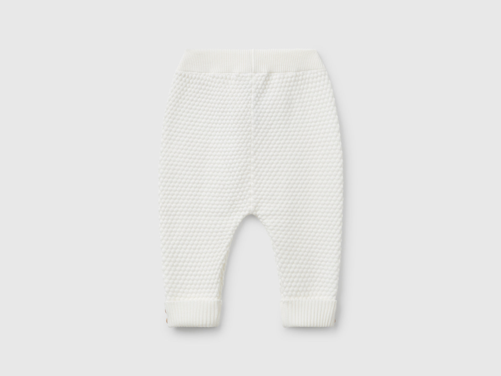 Pantaloni lavorati 100% cotone da neonato bianco panna 2 | Benetton Outlet
