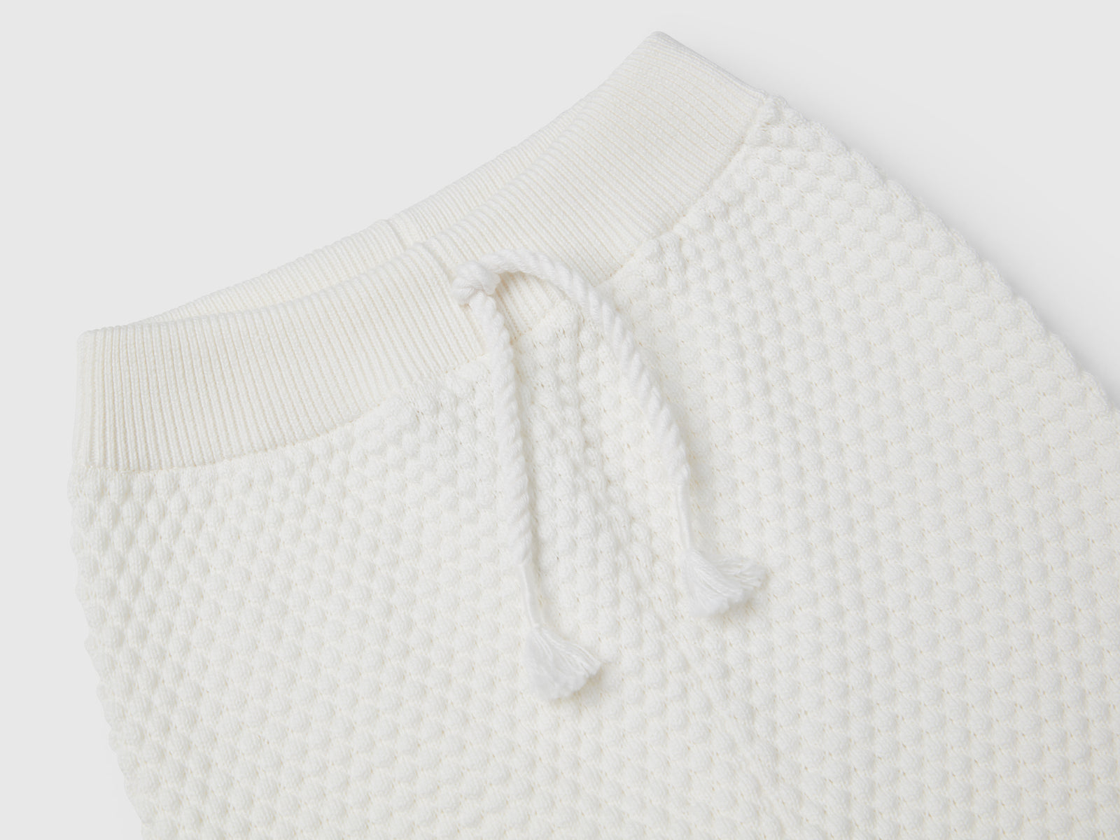 Pantaloni lavorati 100% cotone da neonato bianco panna 3 | Benetton Outlet