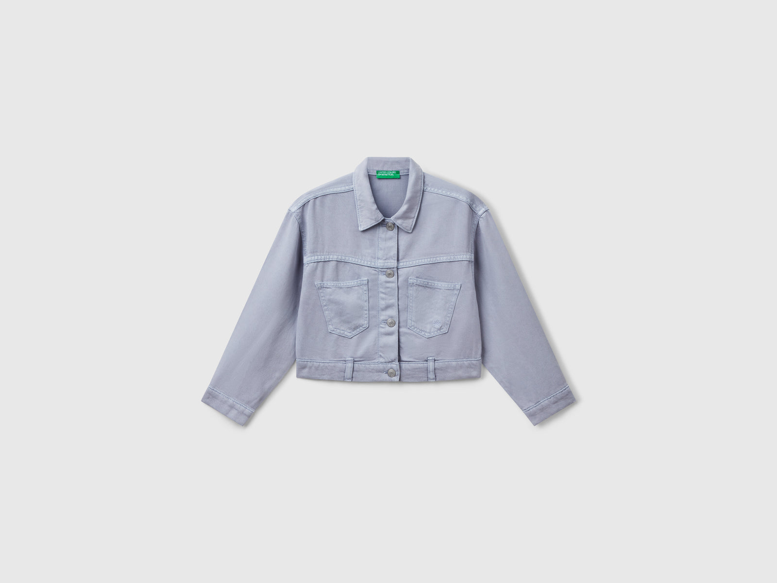 Giacca cropped da bambina azzurro | Benetton Outlet