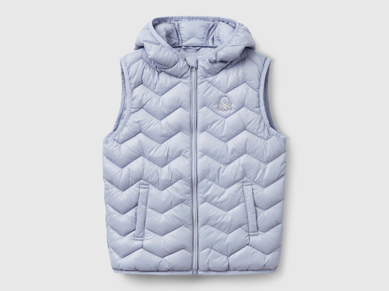 Gilet imbottito con cappuccio da bambina pervinca | Benetton Outlet