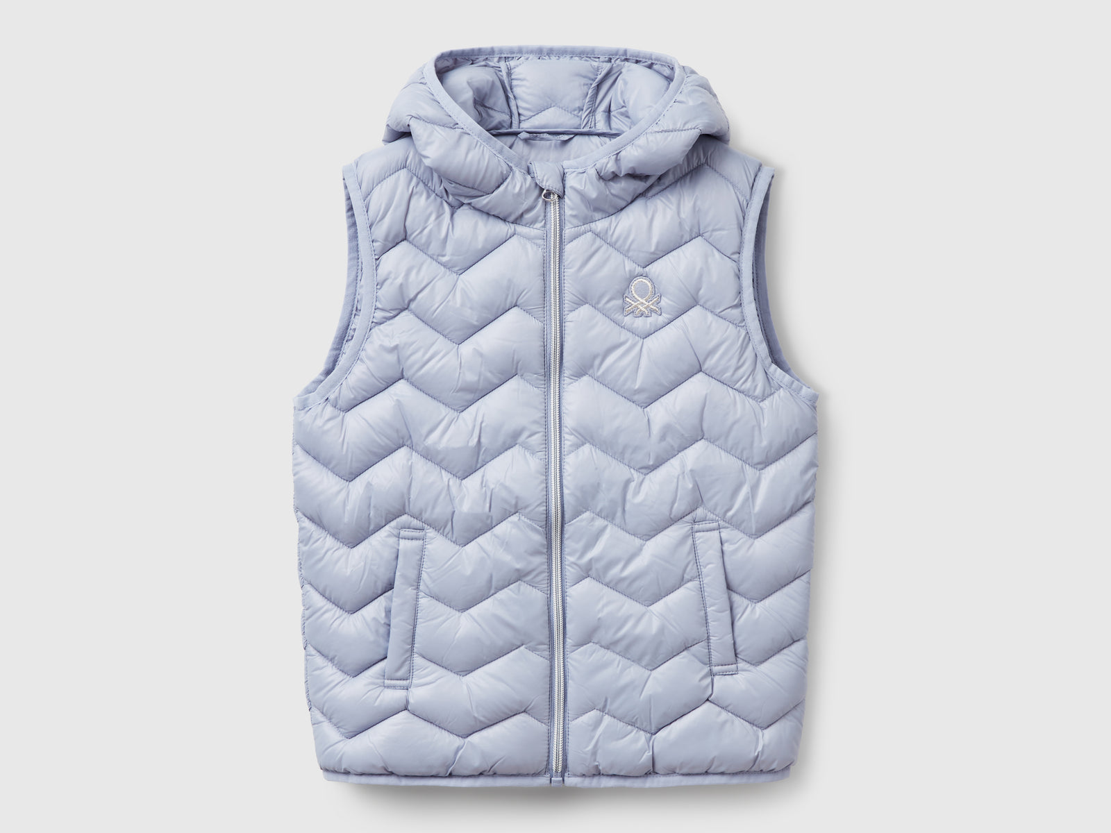 Gilet imbottito con cappuccio da bambina pervinca | Benetton Outlet
