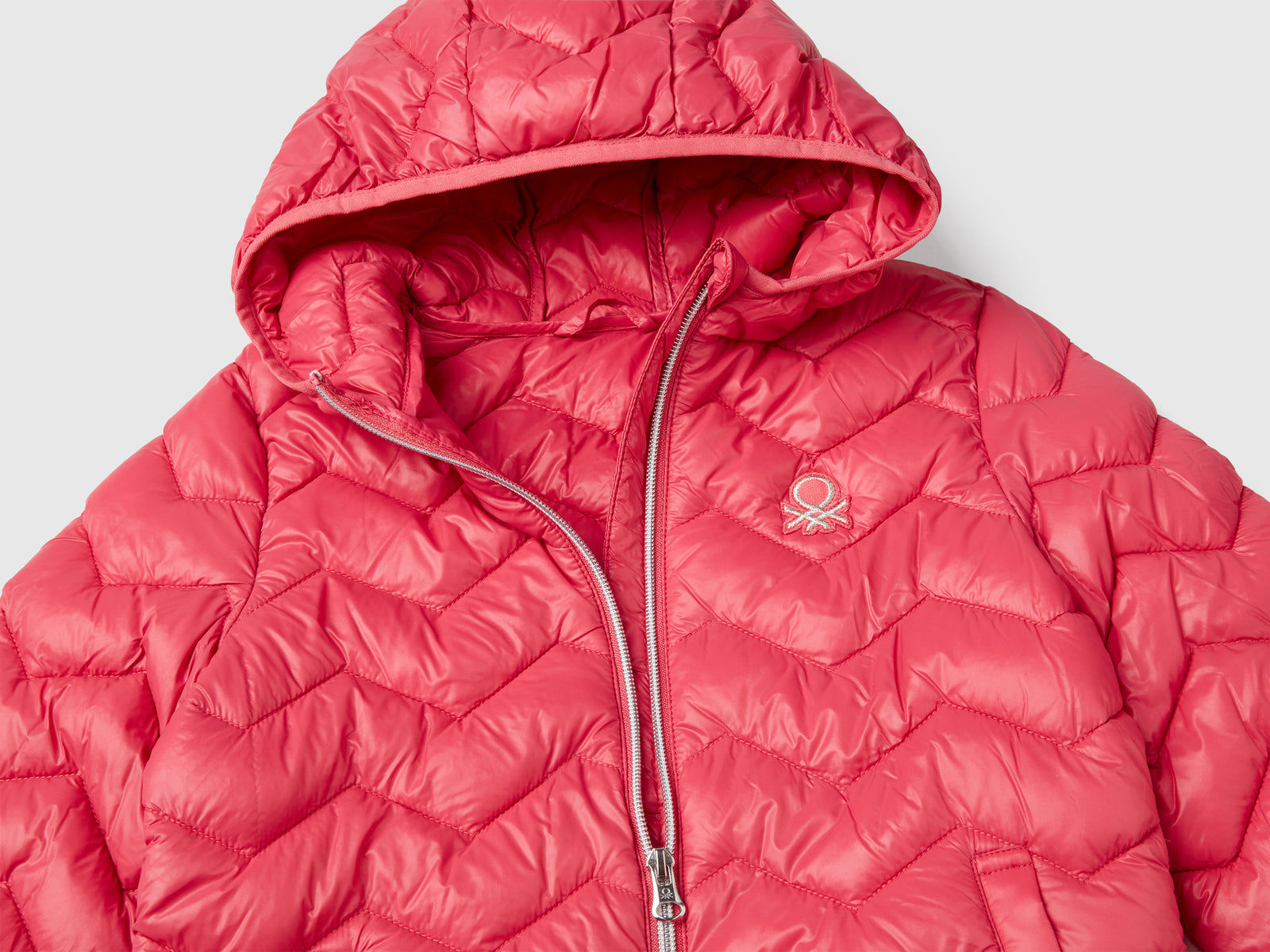 Giubbino imbottito con cappuccio da bambina ciclamino 3 | Benetton Outlet