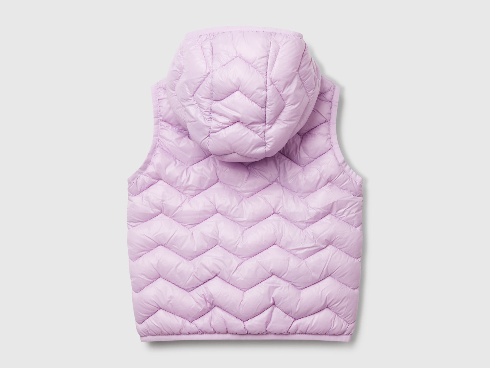 Gilet imbottito con cappuccio da bimba lilla 2 | Benetton Outlet