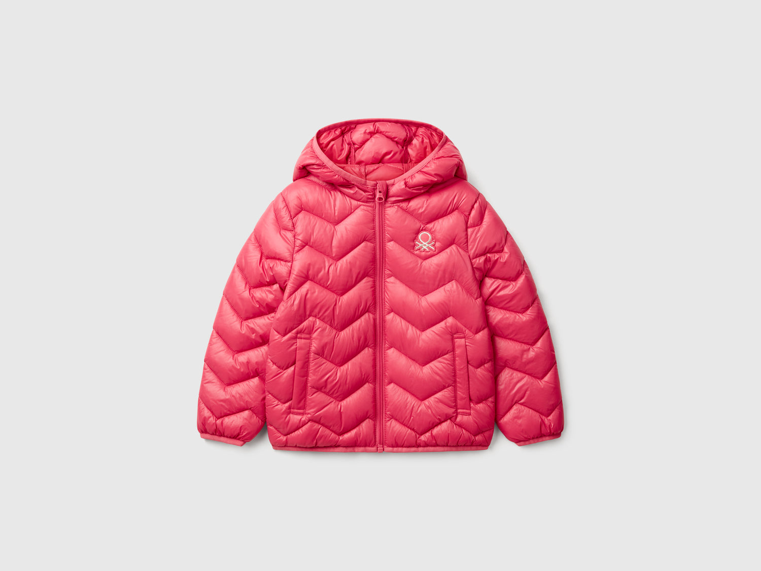 Giubbino imbottito con cappuccio da bimba ciclamino | Benetton Outlet