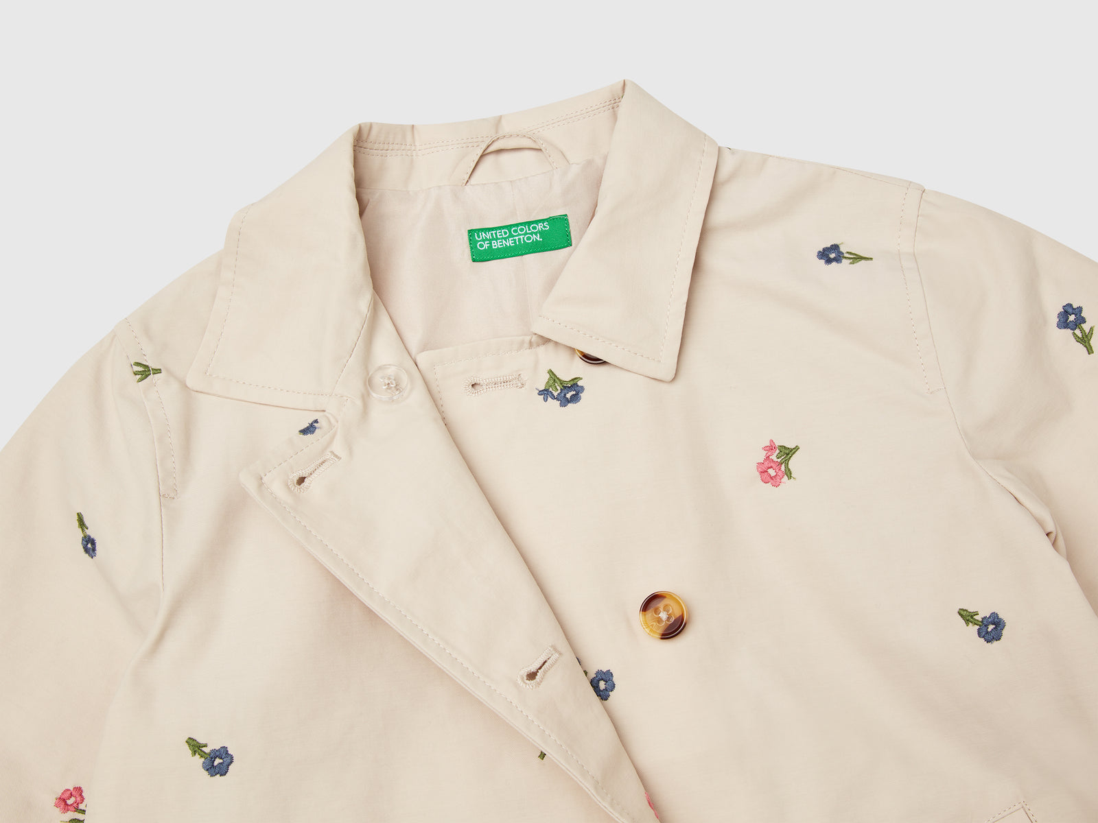 Trench doppiopetto con fiori da bimba beige 3 | Benetton Outlet