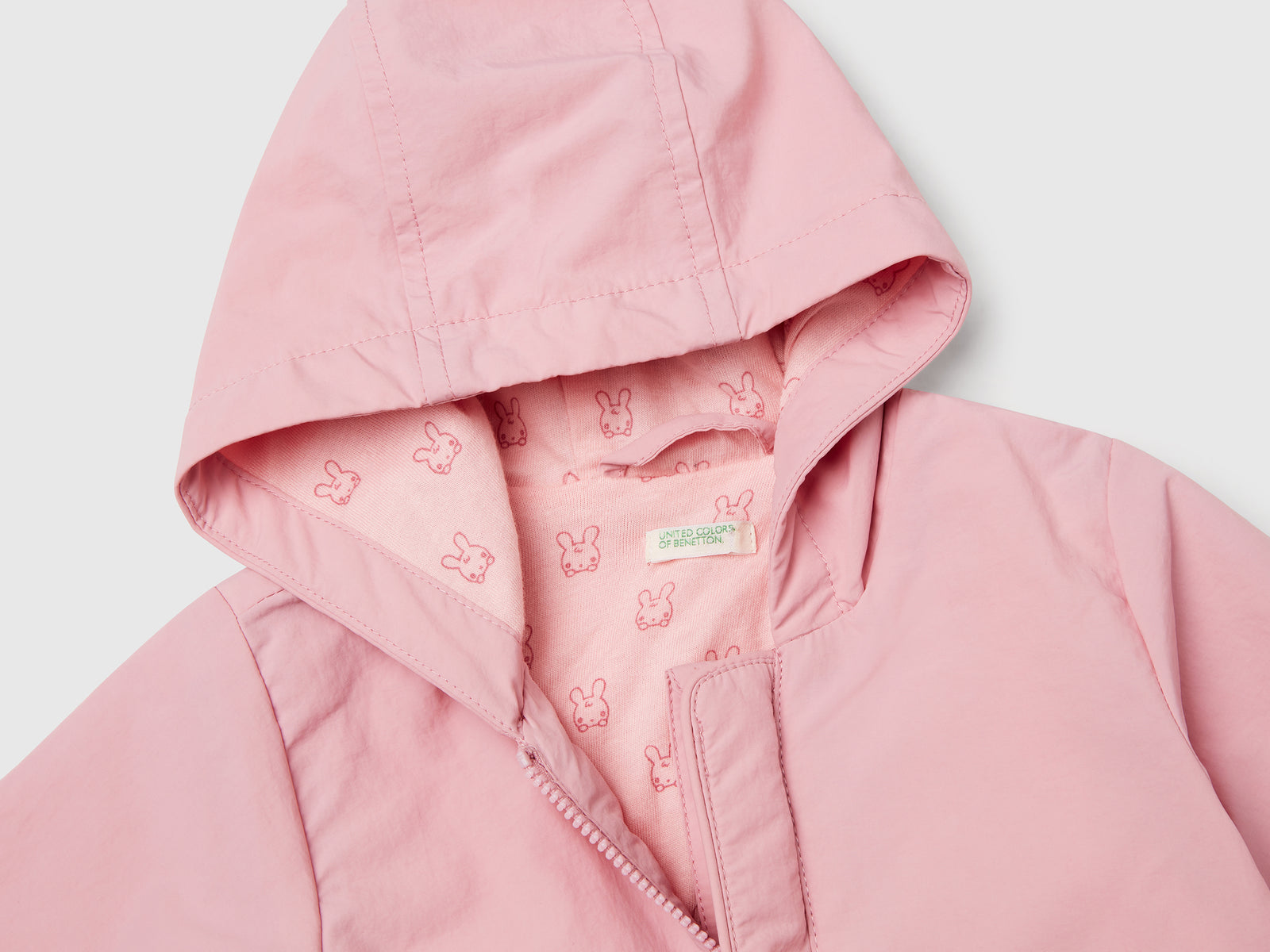 Giacca leggera con cappuccio da neonato rosa 3 | Benetton Outlet