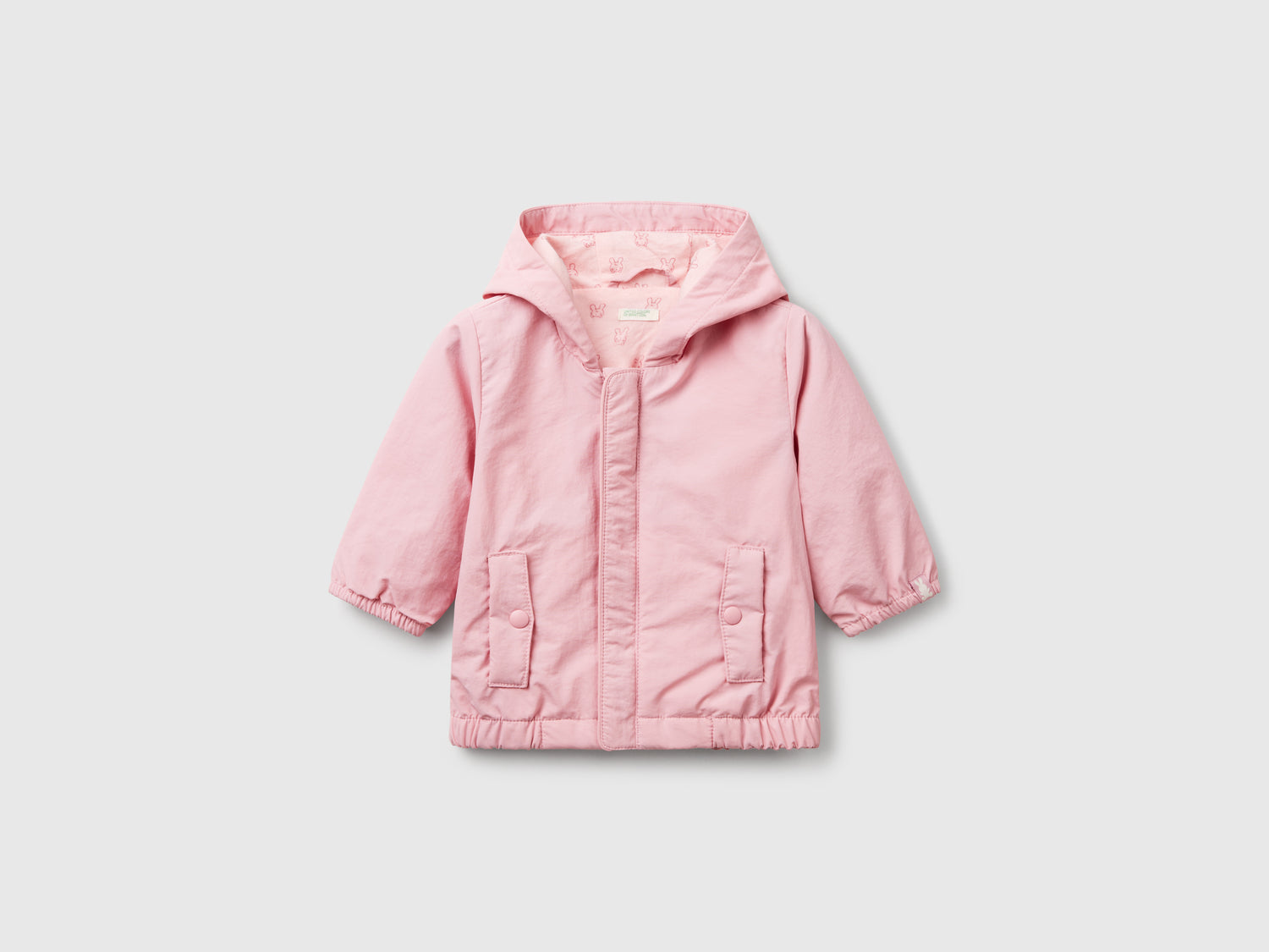 Giacca leggera con cappuccio da neonato rosa | Benetton Outlet