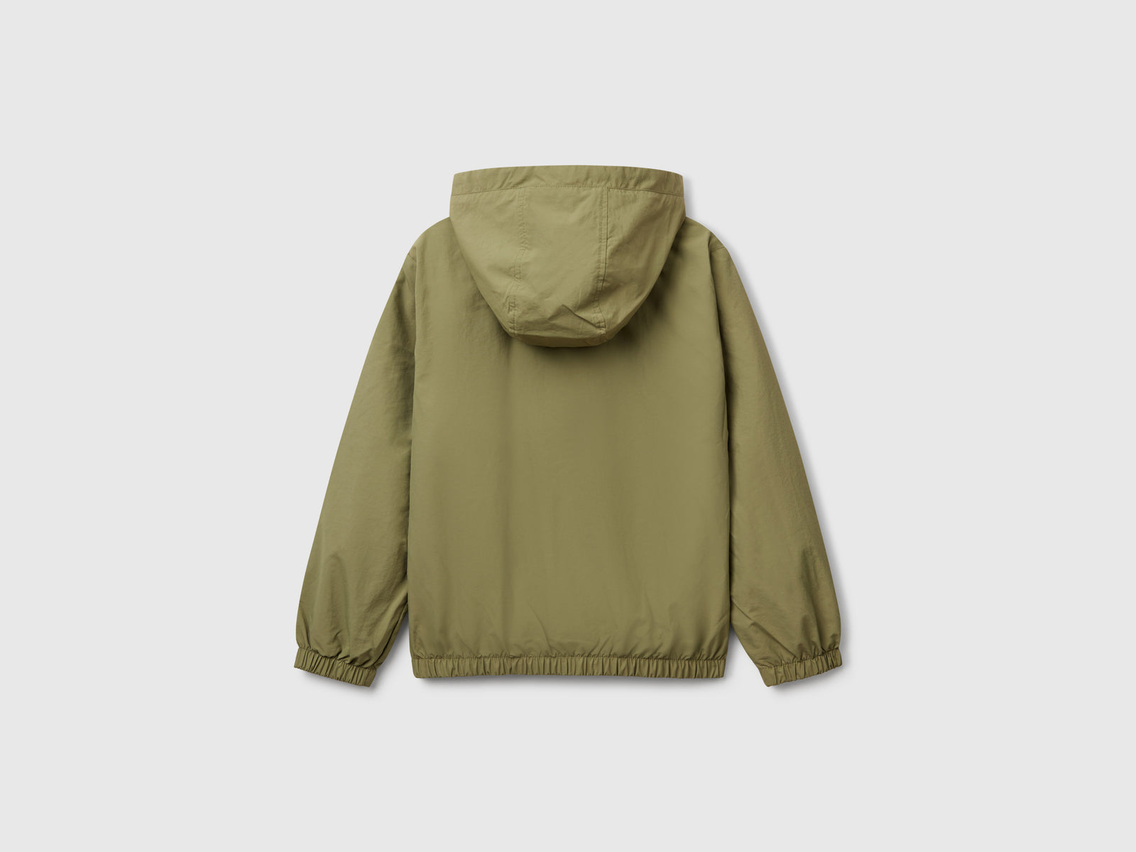 Giubbino in nylon con cappuccio da bambino verde oliva 2 | Benetton Outlet