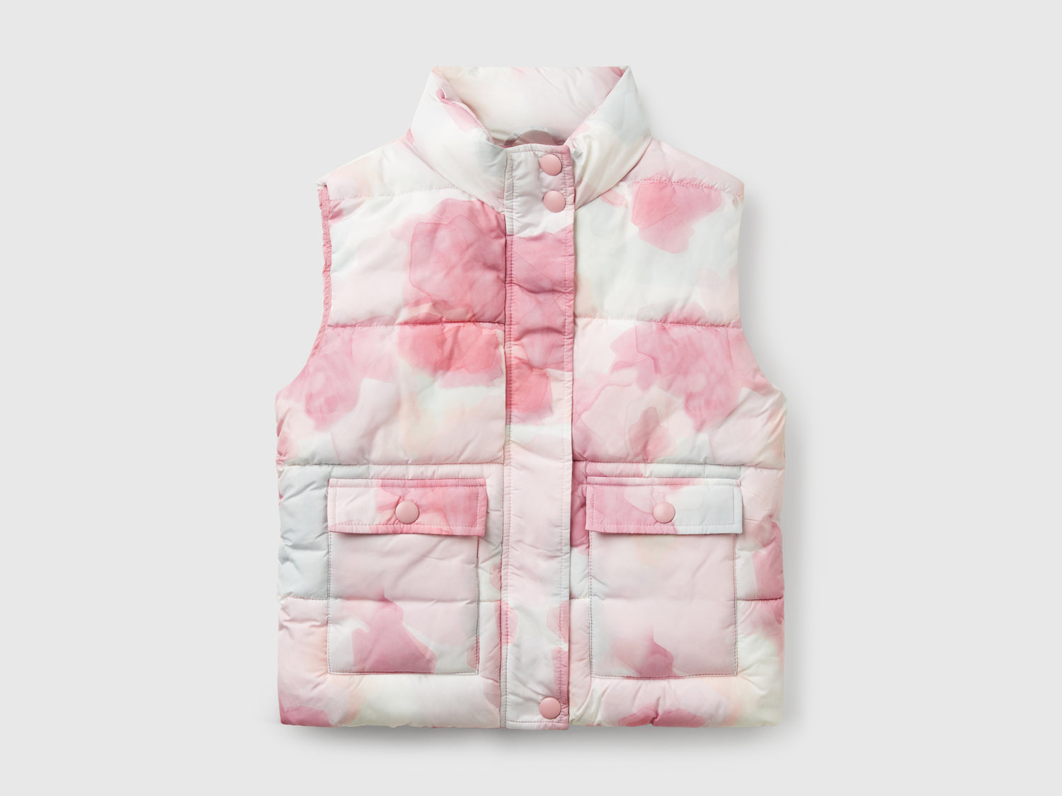 Gilet imbottito con stampa fantasia da bambina pesca | Benetton Outlet