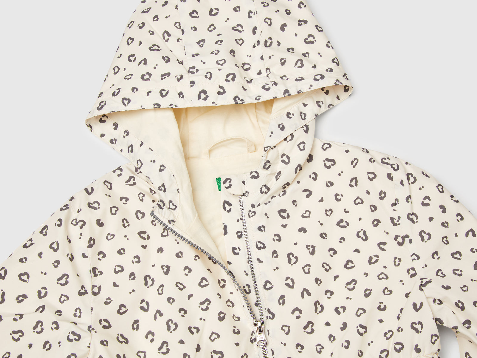 Giacca fantasia in nylon da bimba bianco panna 3 | Benetton Outlet