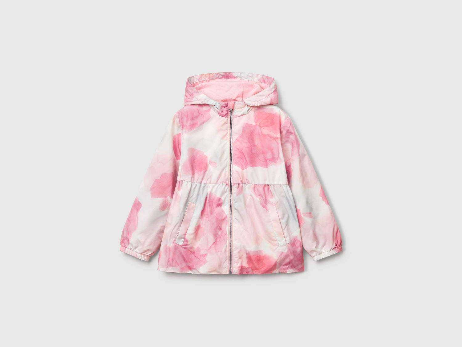 Giacca fantasia in nylon da bimba rosa pastello | Benetton Outlet