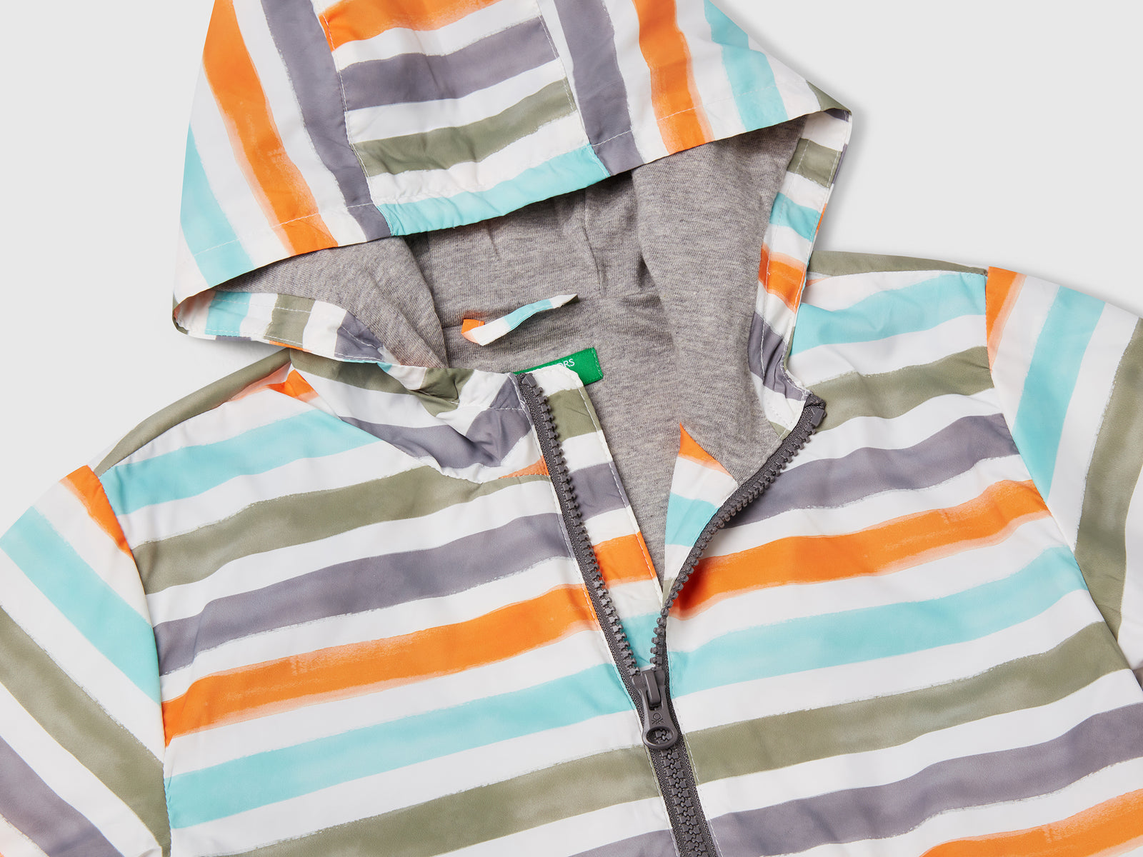 Giubbino leggero a righe con cappuccio da bimbo multi-color 3 | Benetton Outlet