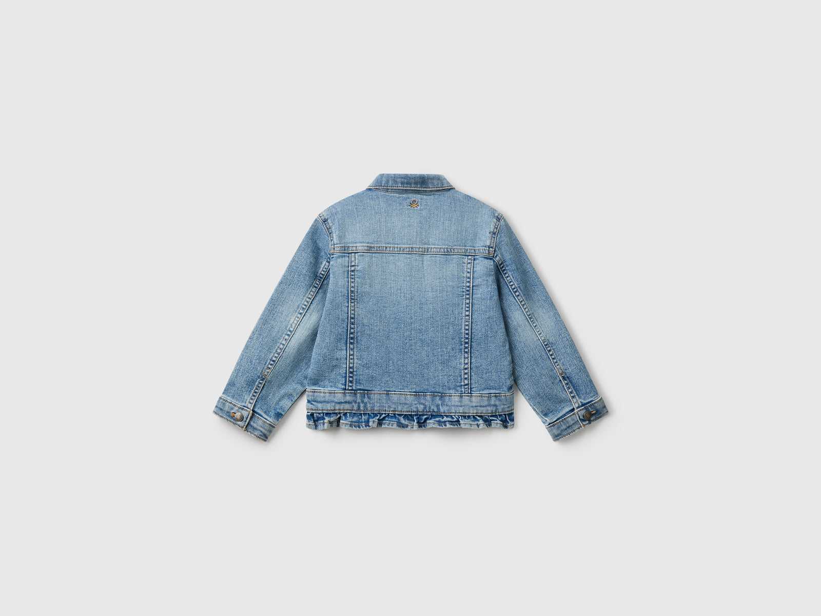Giacca di jeans con rouches da bimba azzurro 2 | Benetton Outlet