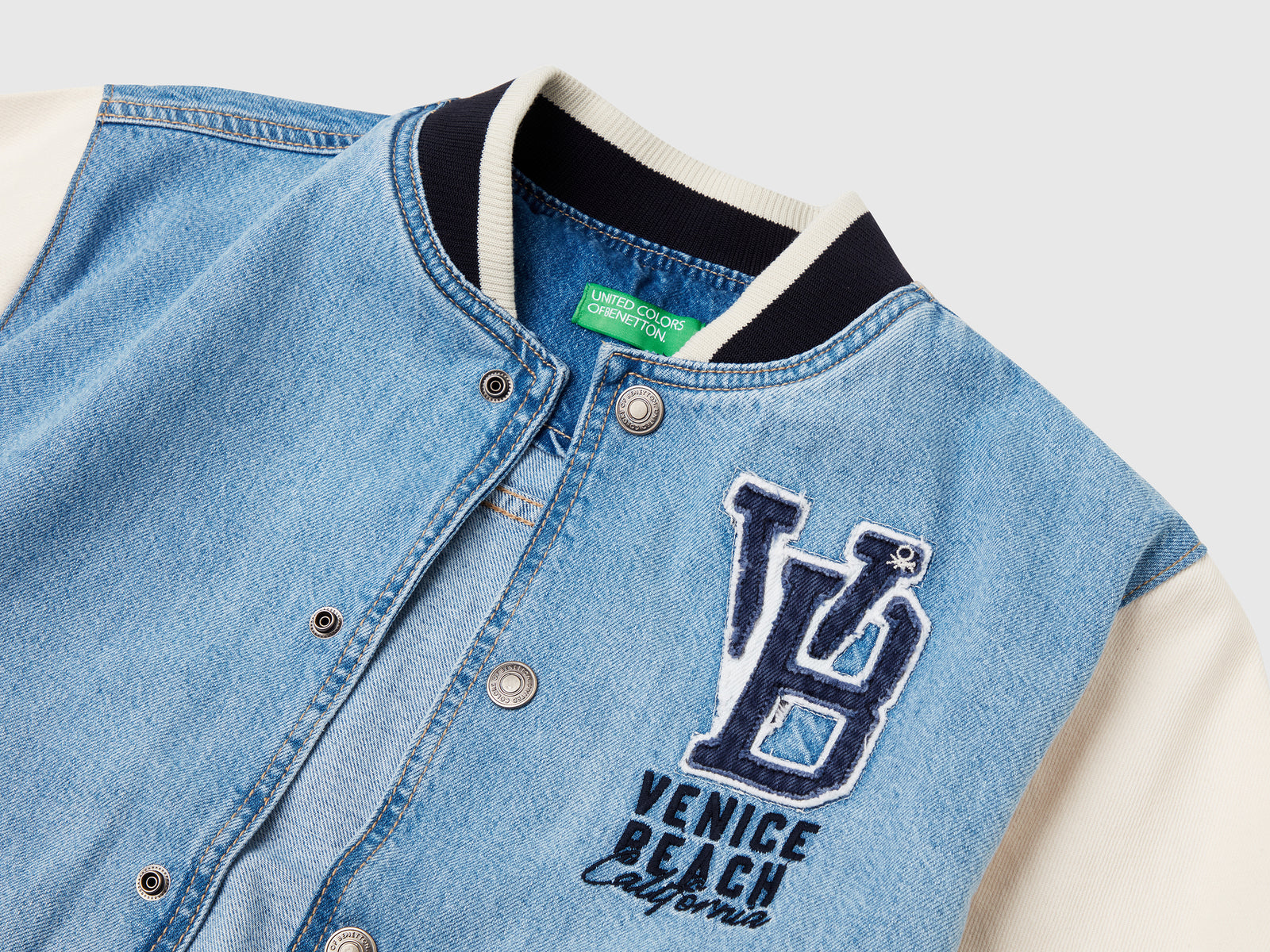 Bomber di jeans da bambino azzurro 3 | Benetton Outlet