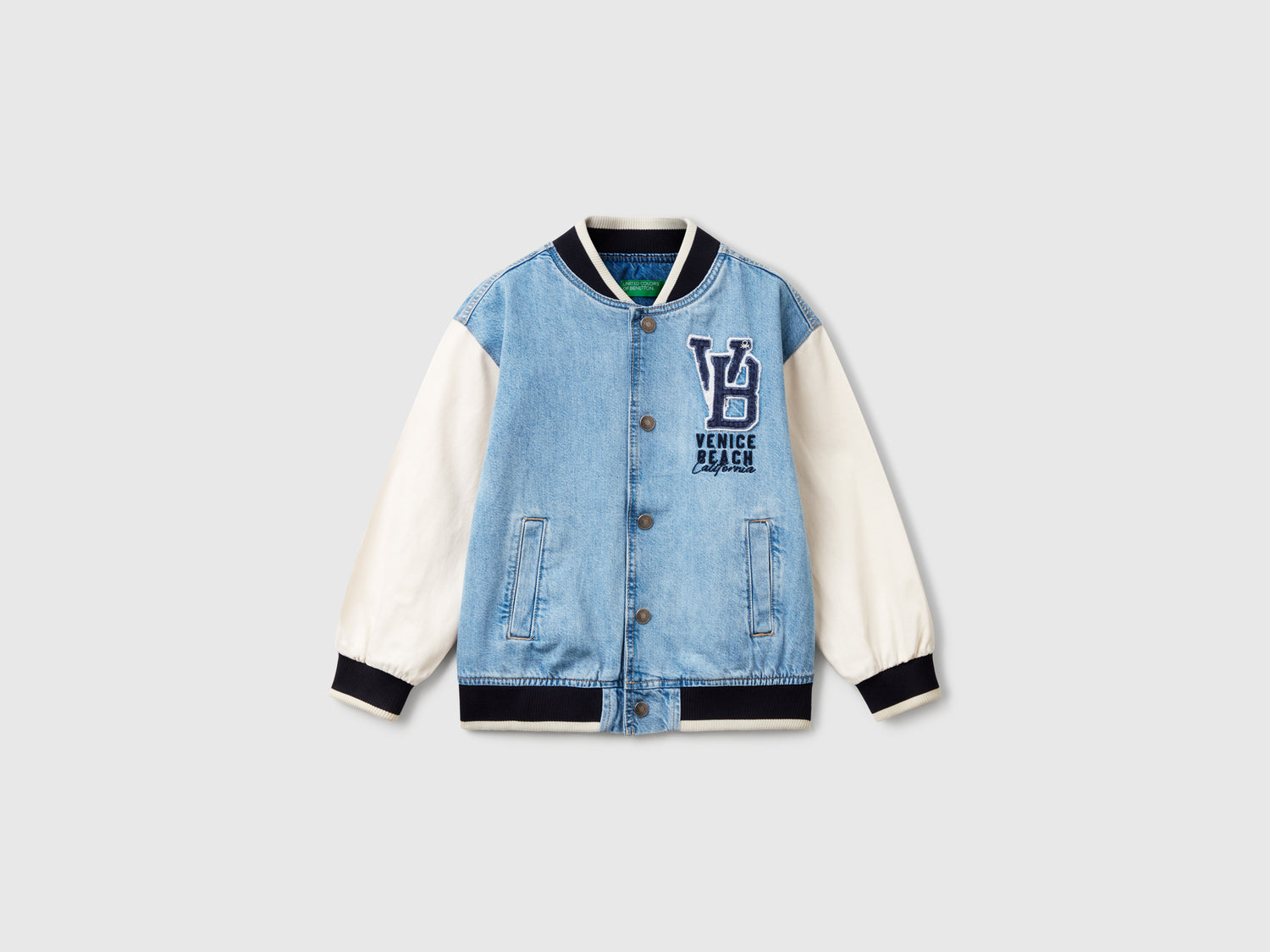 Bomber di jeans da bambino azzurro | Benetton Outlet