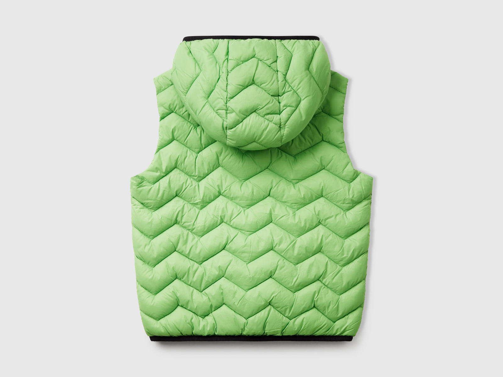 Gilet imbottito con cappuccio da bambino verde 2 | Benetton Outlet