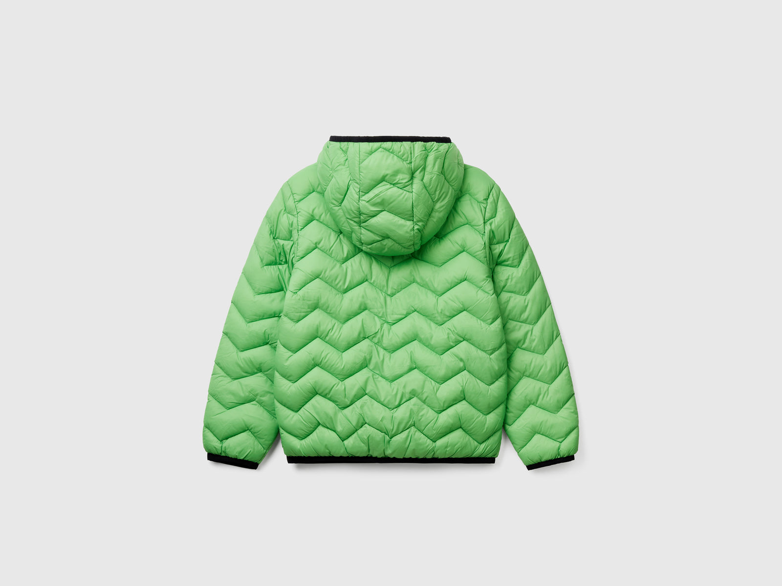 Giubbotto imbottito con cappuccio da bambino verde 2 | Benetton Outlet