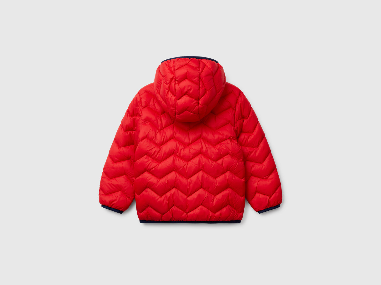 Giubbotto imbottito con cappuccio da bimbo rosso 2 | Benetton Outlet