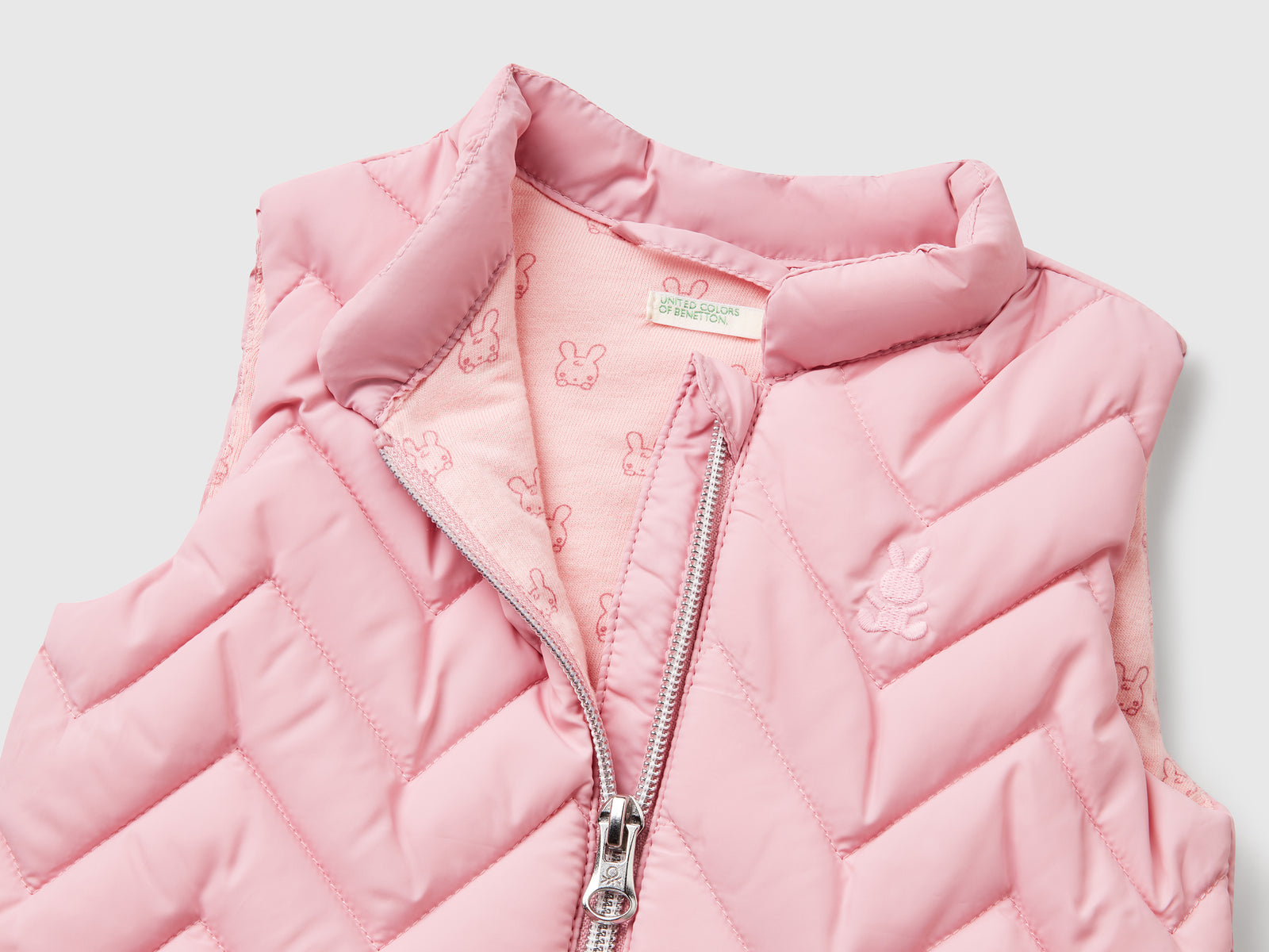 Gilet imbottito in tessuto tecnico da neonato rosa 3 | Benetton Outlet