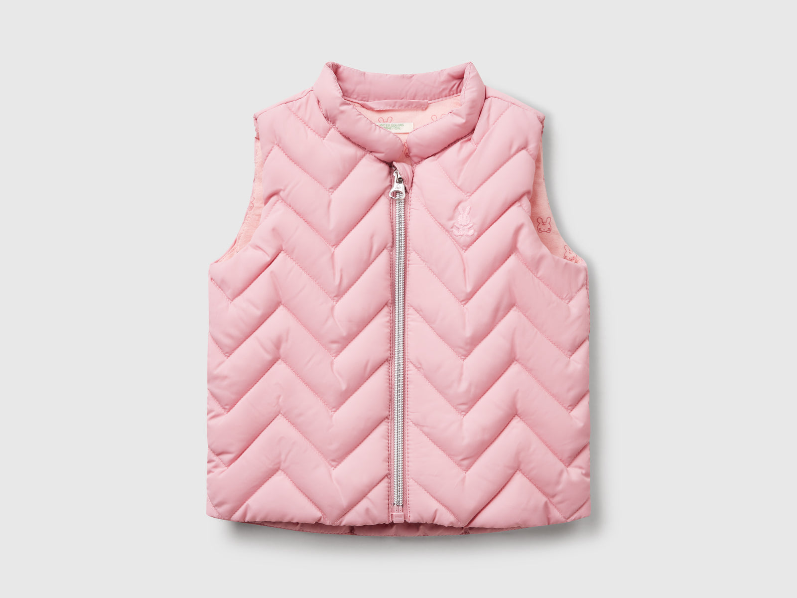 Gilet imbottito in tessuto tecnico da neonato rosa | Benetton Outlet