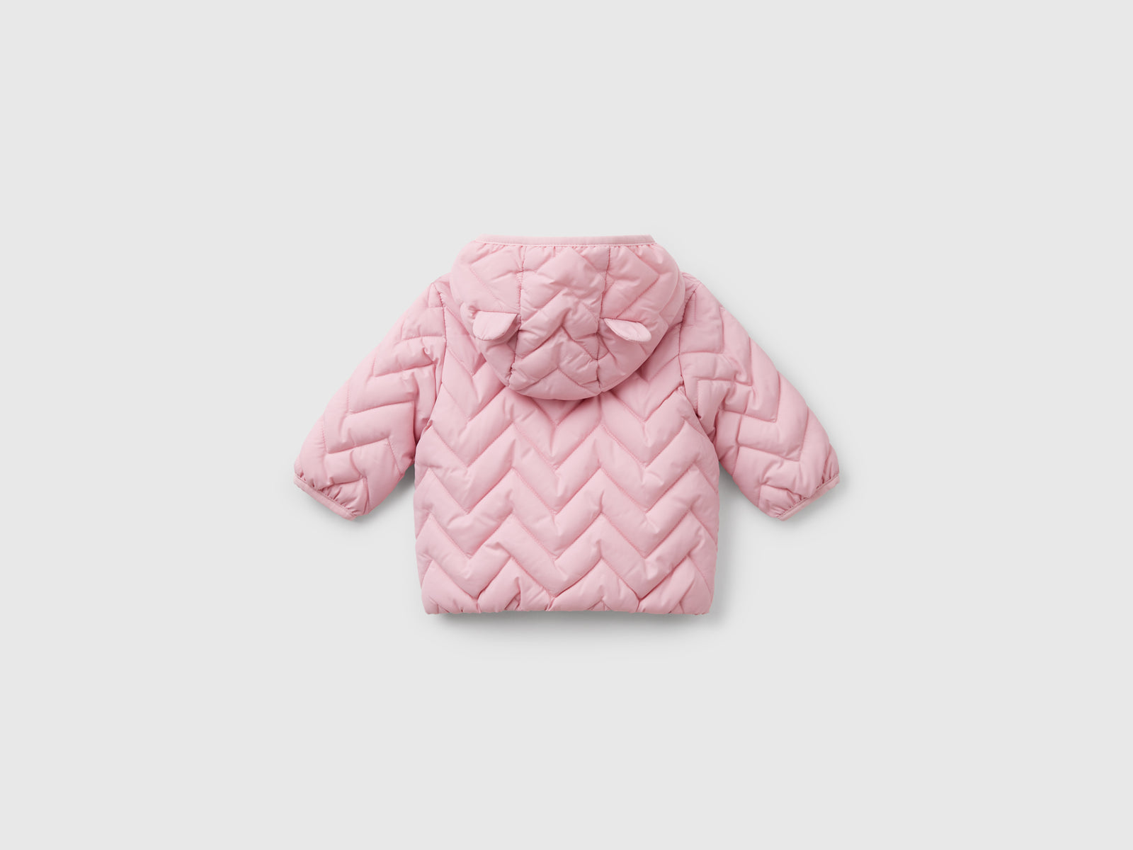 Piumino imbottito con orecchie da neonato rosa 2 | Benetton Outlet